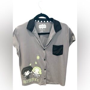 **Warner Bros Beetlejuice Women's Small 4-6 Top and Shorts Pajama Pj Set 2 Piece